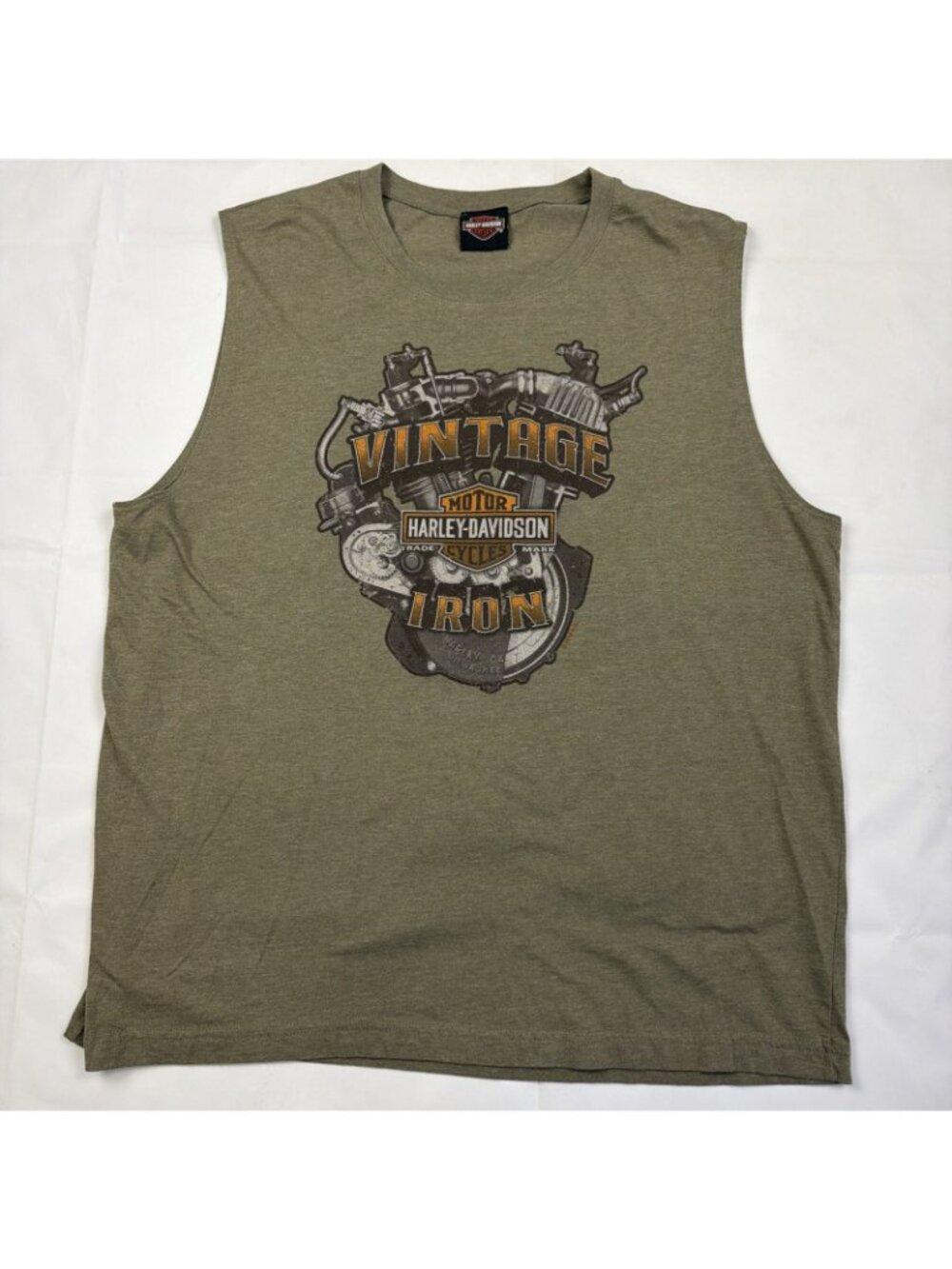Harley Davidson Vintage Iron Cozumel Mexico Sleeveless Army Green T-shirt L